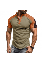 Cross-border men's short-sleeved stand-up T-SHIRT European and n men's Outdoor Sports Henry shirt foreign trade fitness shirt T-shirt