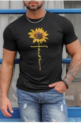 Black Sunflower Faith Graphic Mens T Shirt
